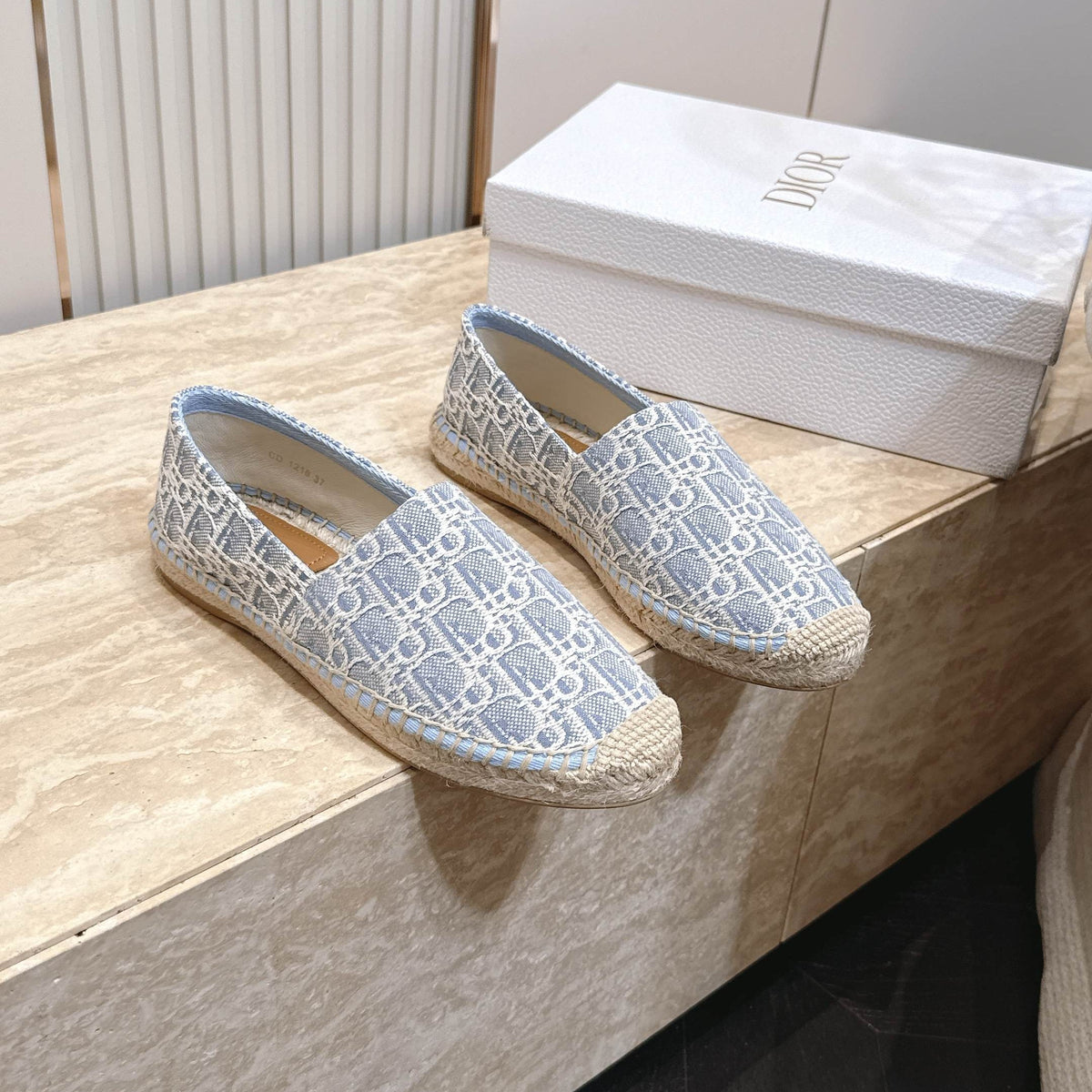 Dior 26s Siroco Espadrille Blue White Dior Oblique Canvas