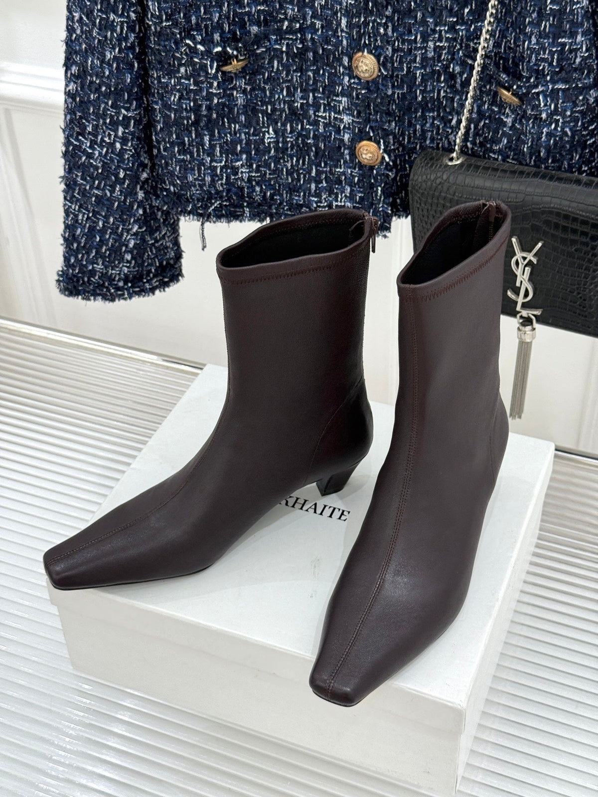 Khaite 26s Arizona Booties 4cm Brown Leather 175077