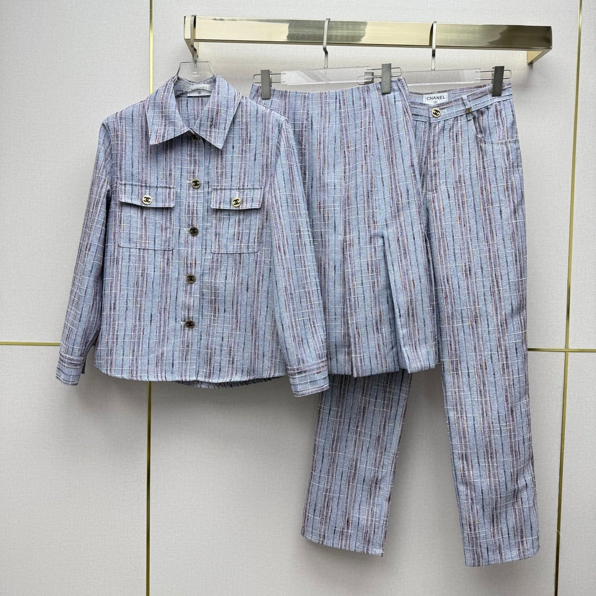 CC 26SS Colorblock Tweed Double Buttons Cotton 437626
