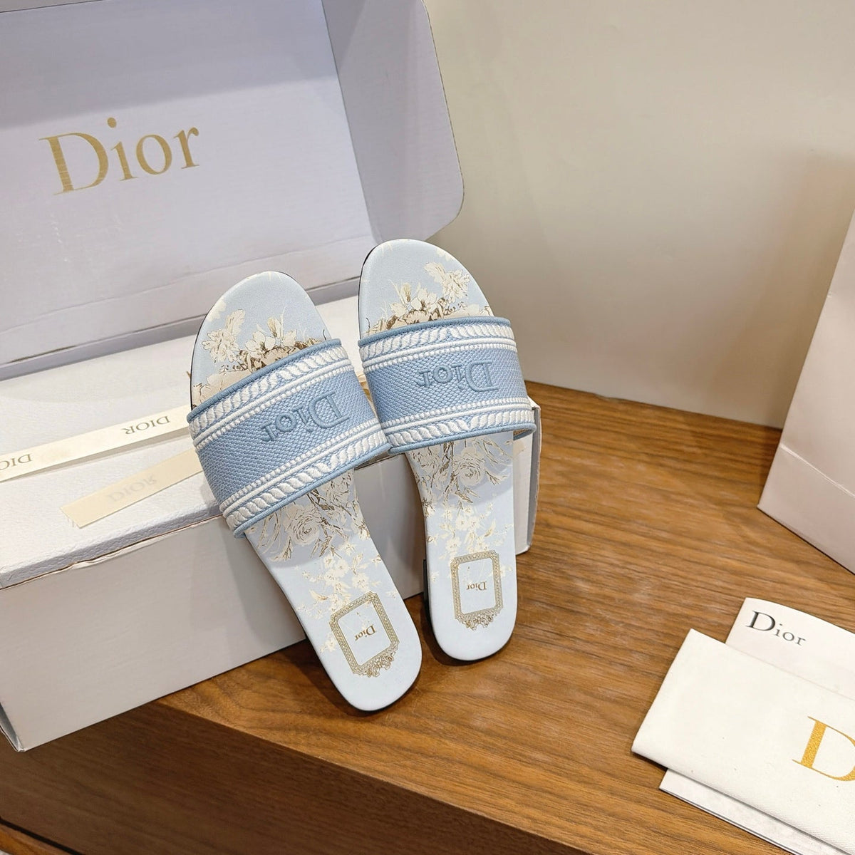 CD 26s Flat Slide Sandals Light Blue Canvas 419205