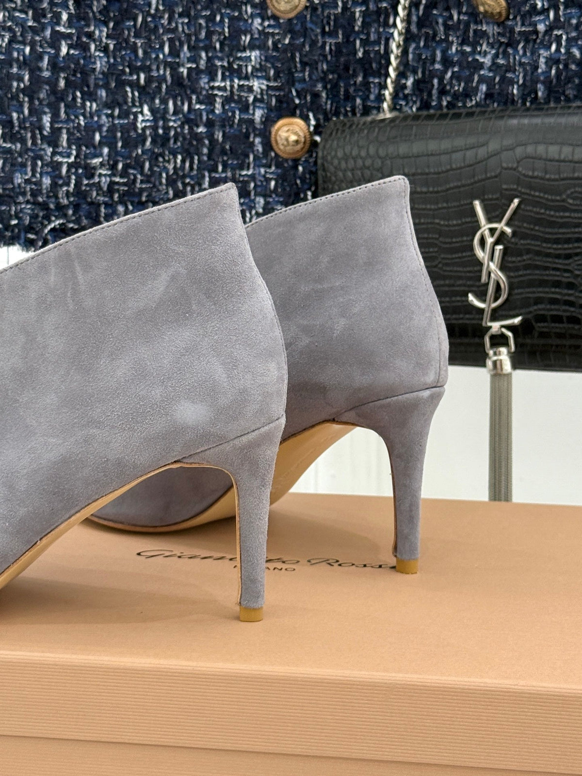 GR 26s Vania Pumps 9cm Grey Suede 175088