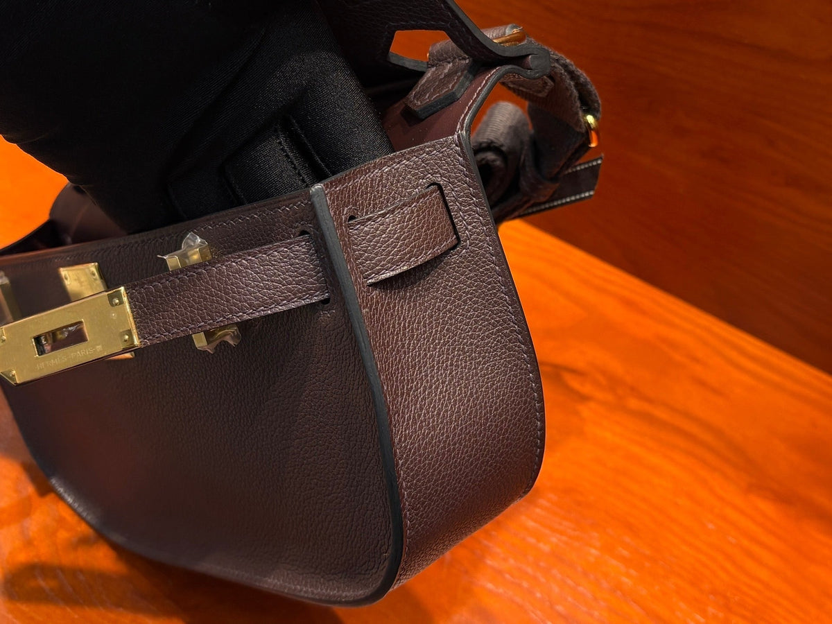 High-end Hermes 2026 Mini Jypsiere Bag 22cm Chocolate Brown Swift Leather