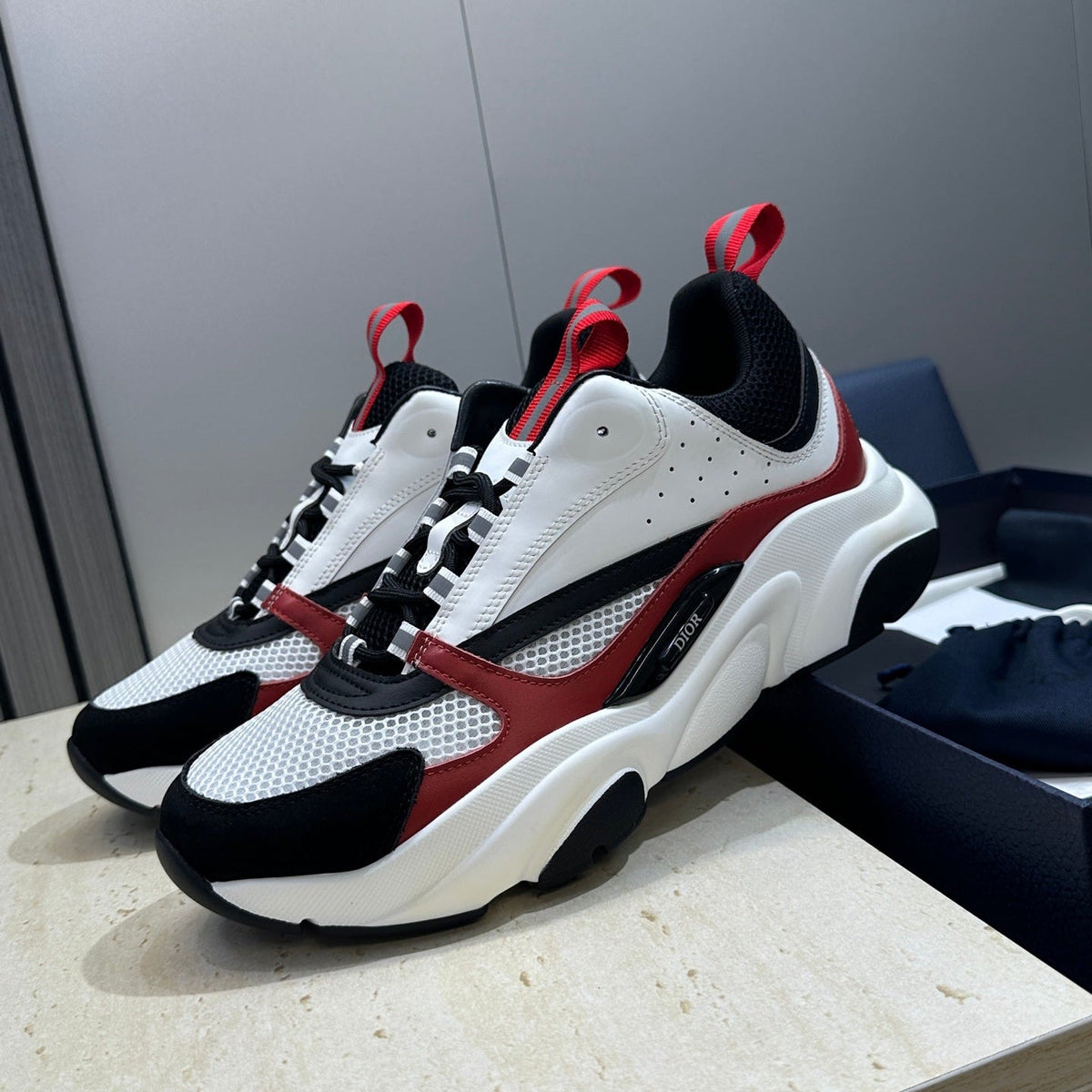 CD 26s Men B22 Sneakers White Black Red Trim 491825