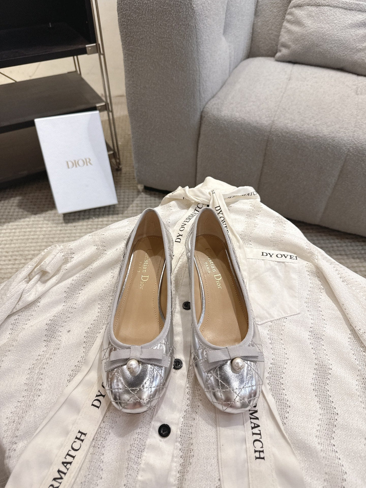 Dior 26s Low Block Heel Pumps Silver Lambskin