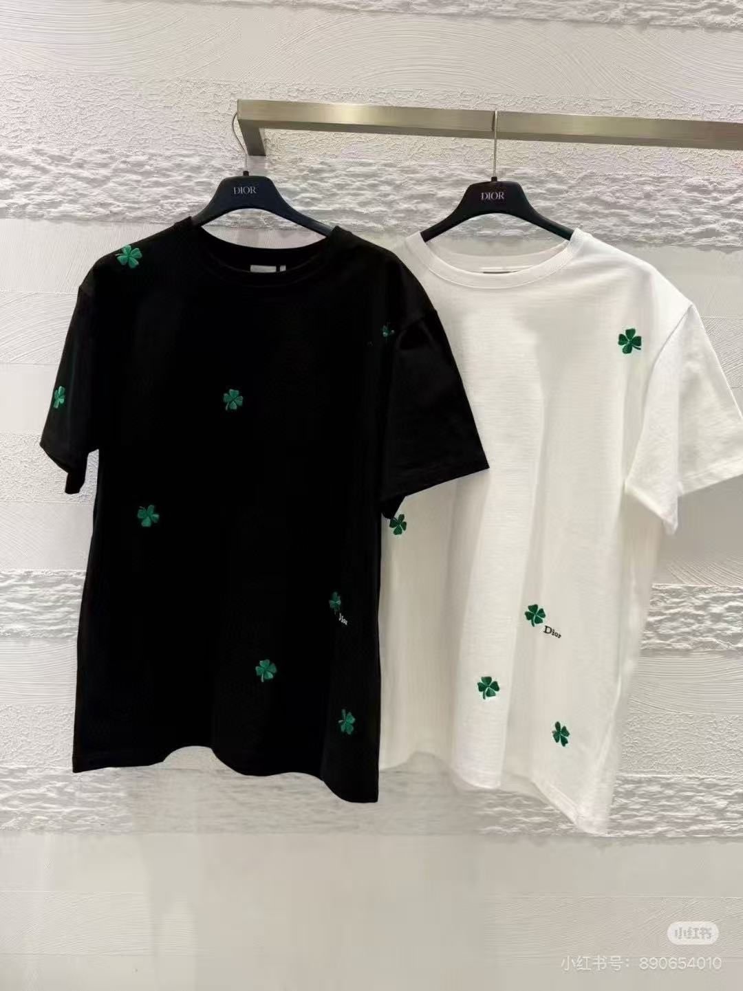 CD T-Shirt with Dior Clover Embroidery Cotton