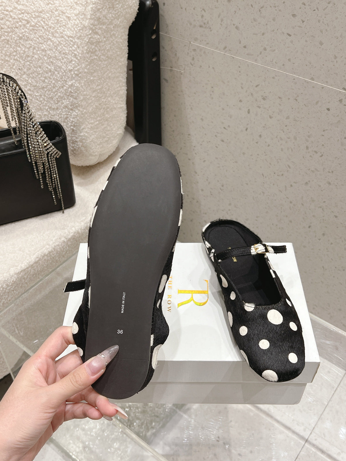 TR Ava Mules Polka Dot Horsehair 178913