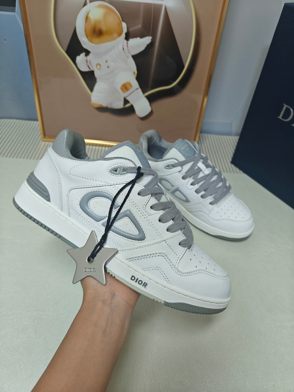 CD 26s Low Top Sneaker White Grey Calfskin 831492
