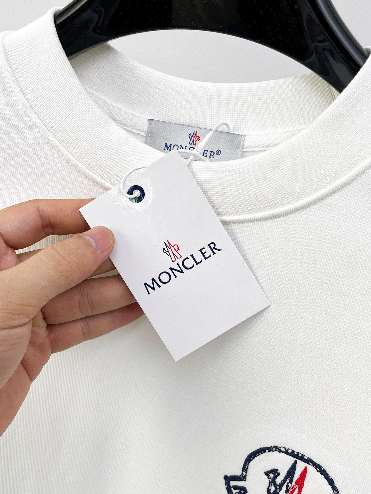 Moncler 26s Men Crewneck Sweatshirt Large Felt Logo 304851