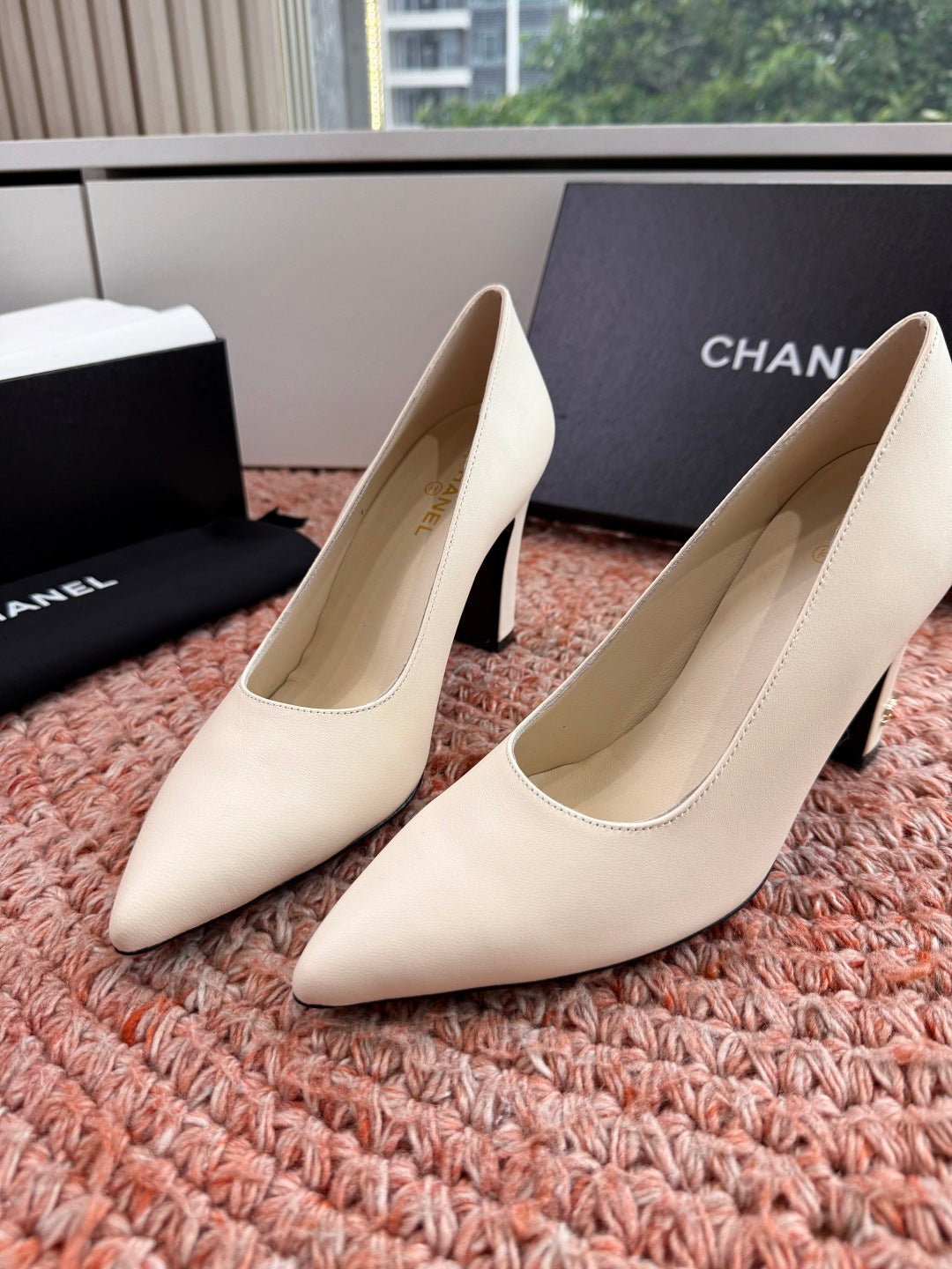 Chanel 26s High Heels Off White Smooth Lambskin
