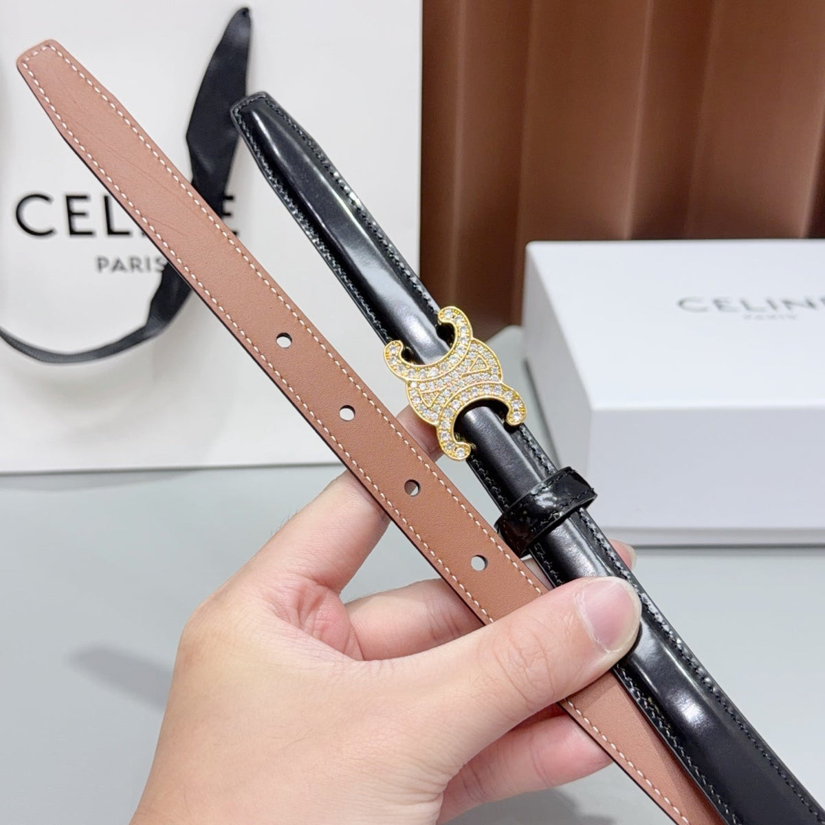 CE 26FW 1.8cm Belt Calfskin Leather 219151