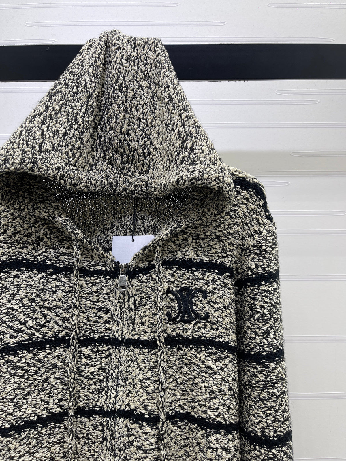 CE 26S Striped Zip-Up Hoodie C Monogram Logo Knit Wool 430309