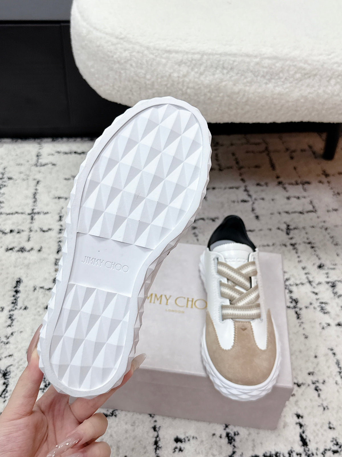 Jimmy Choo 26S Sneakers Beige Suede And White Calfskin 285401