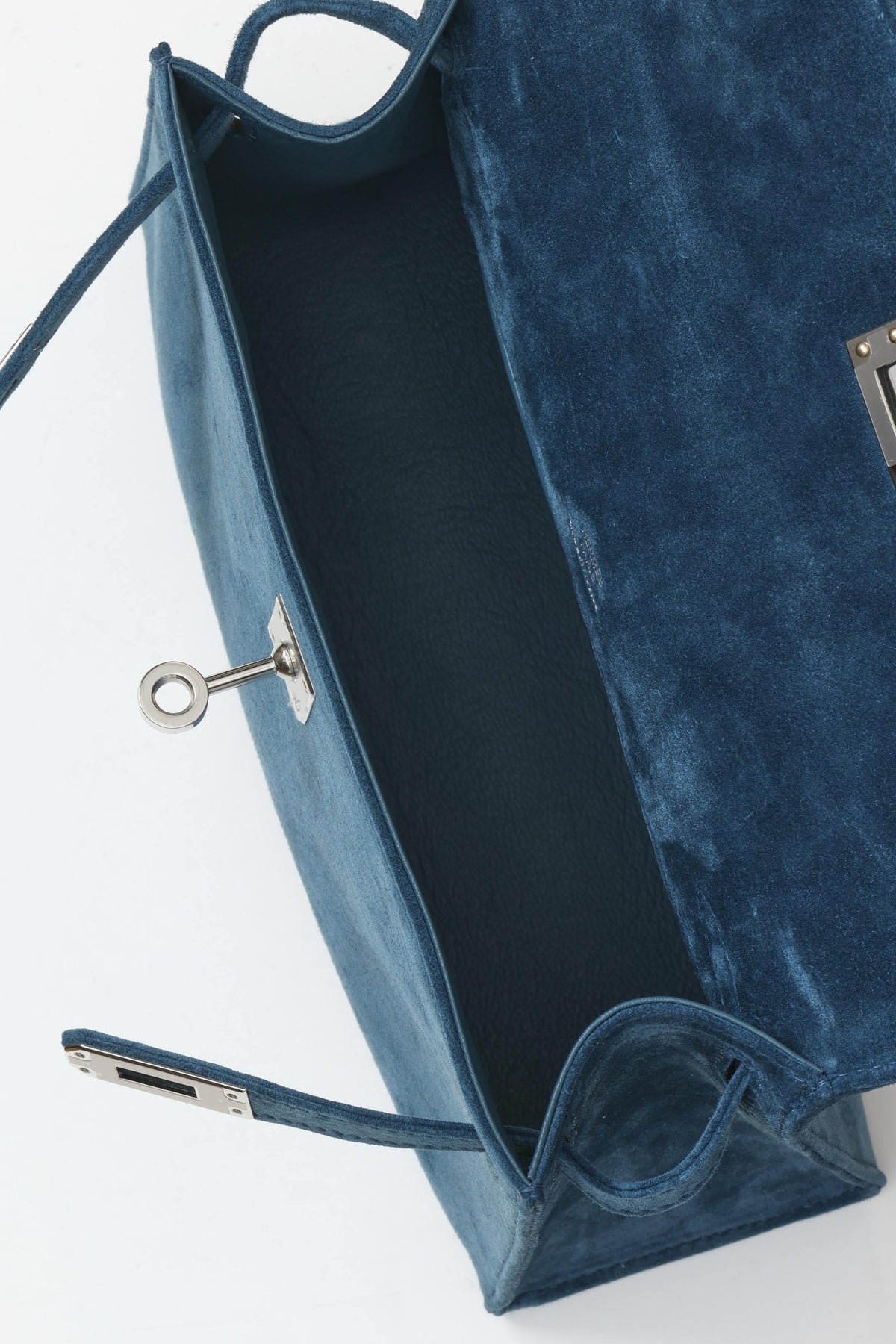 High-end Hermes 2026 Kelly Pochette 22cm Bag Navy Blue Suede