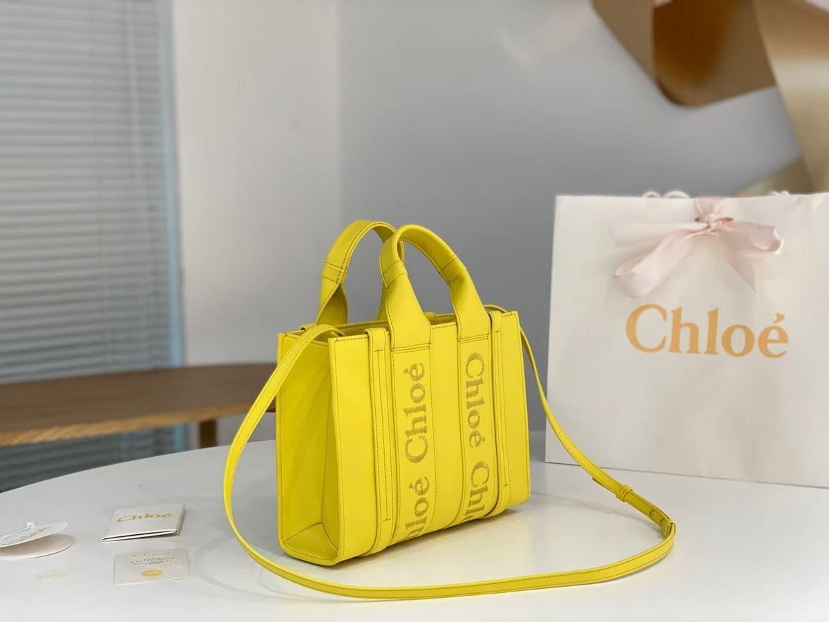 Chloe 2026 Woody Tote Bag Yellow Leather