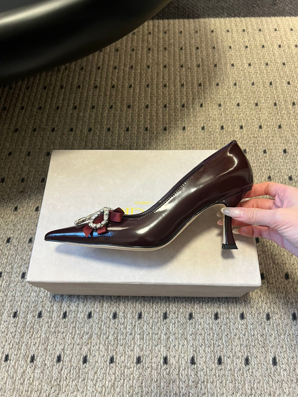 Jimmy Choo 26S High Heels 7.0cm Dark Red Patent Calfskin 629415