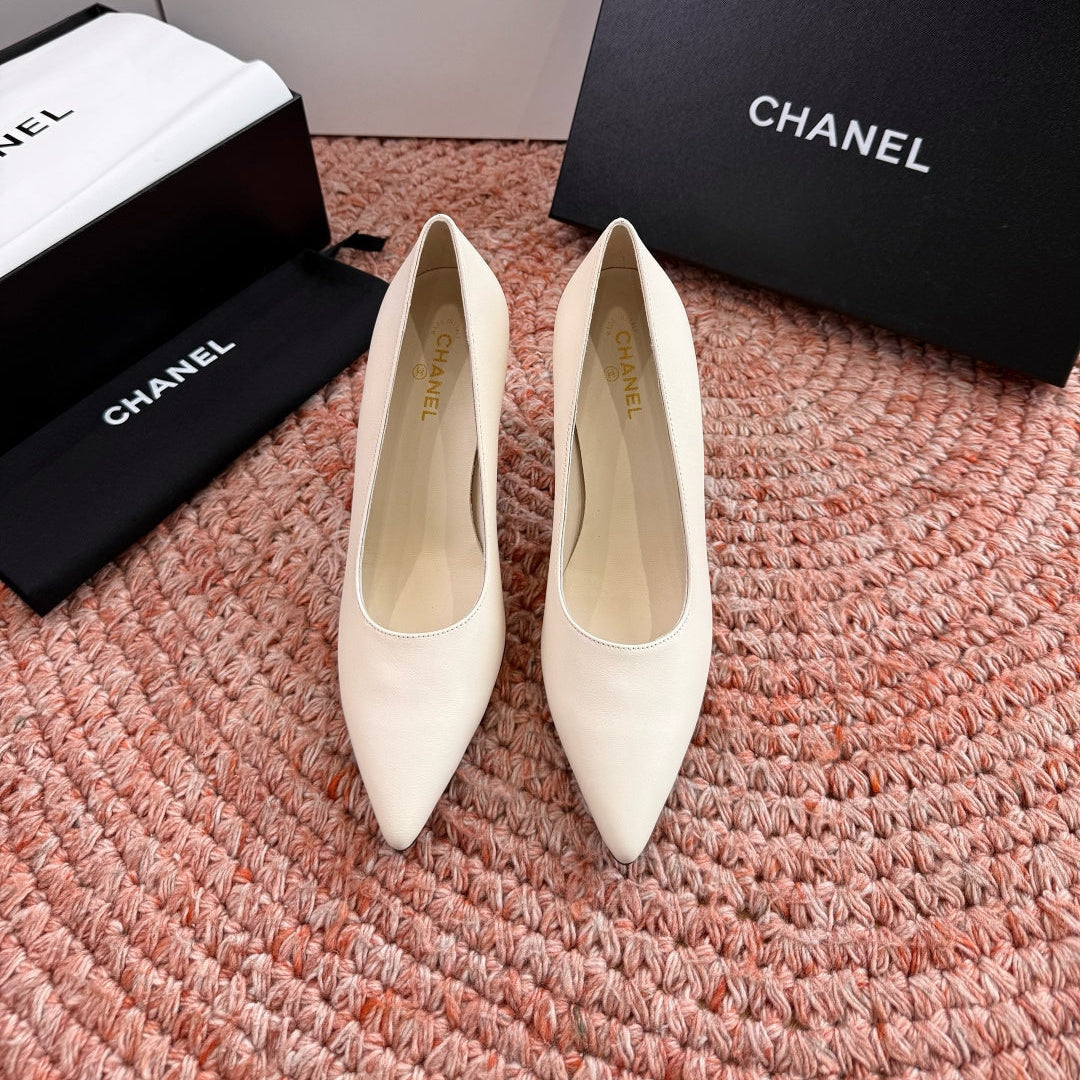 Chanel 26s High Heels Off White Smooth Lambskin