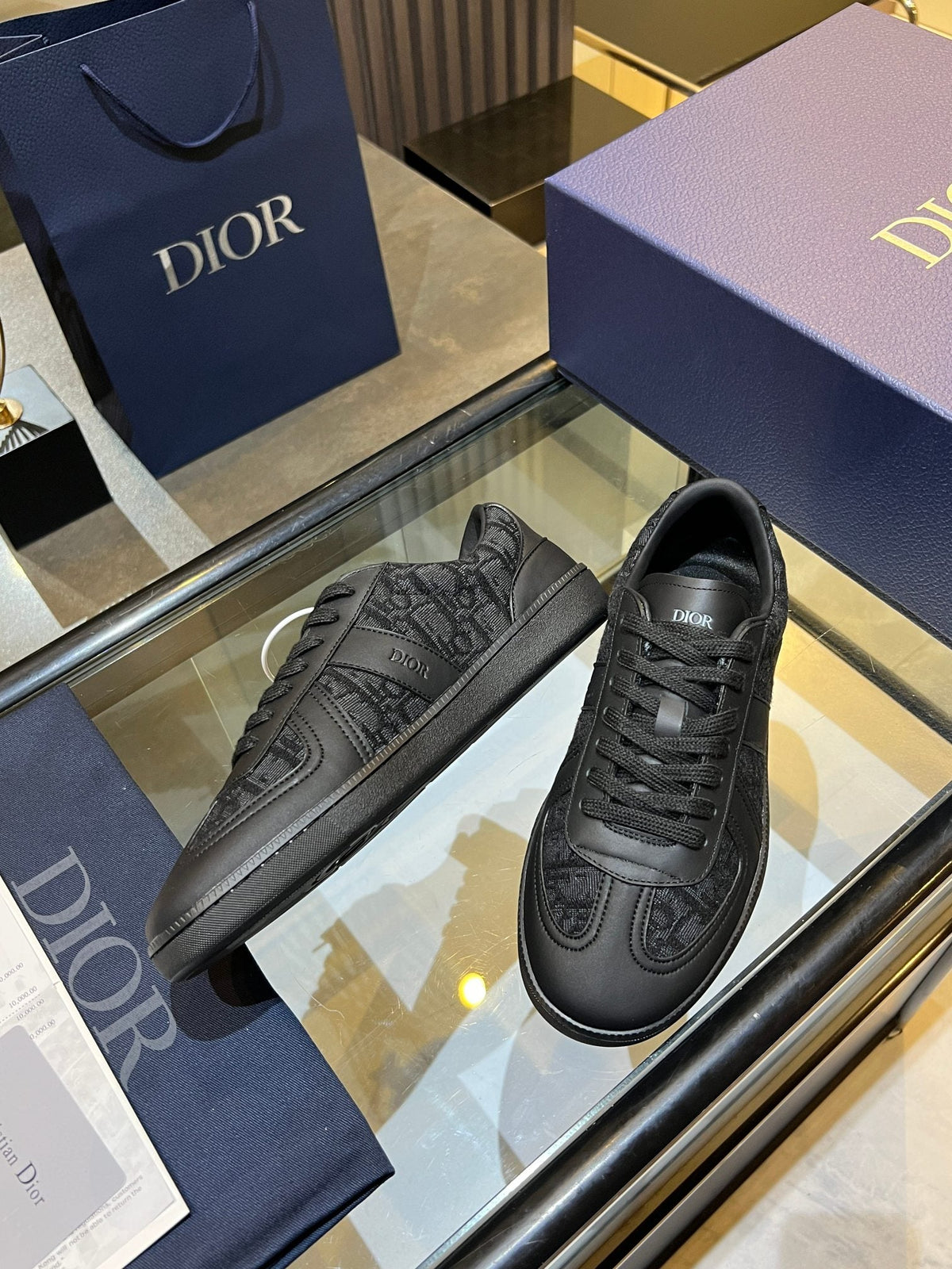 CD 26s Low Top Sneakers Black Dior Oblique Jacquard And Calfskin 728419
