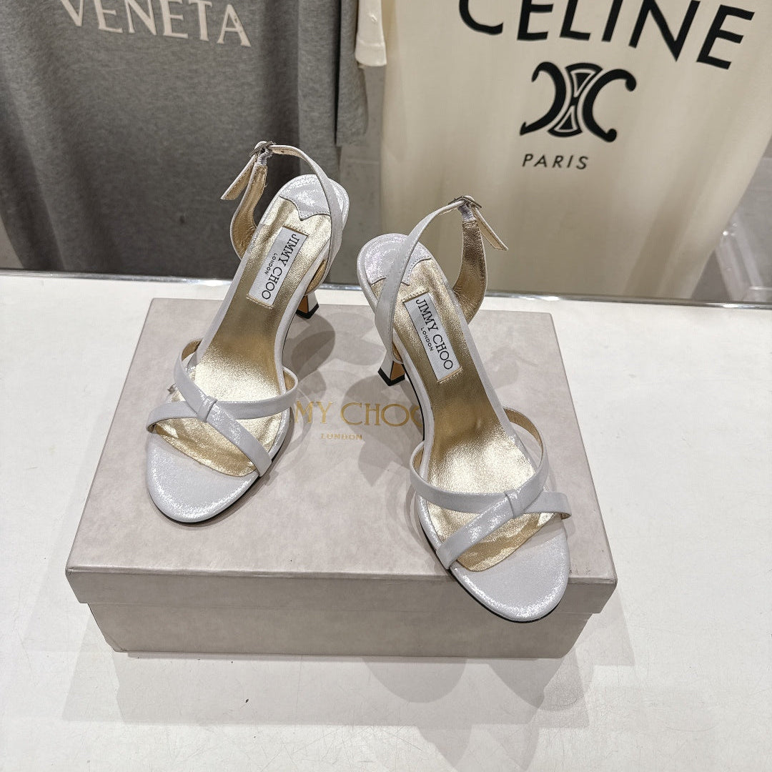 Jimmy Choo 26S High-Heeled Sandals 10.0cm White Lambskin 834192
