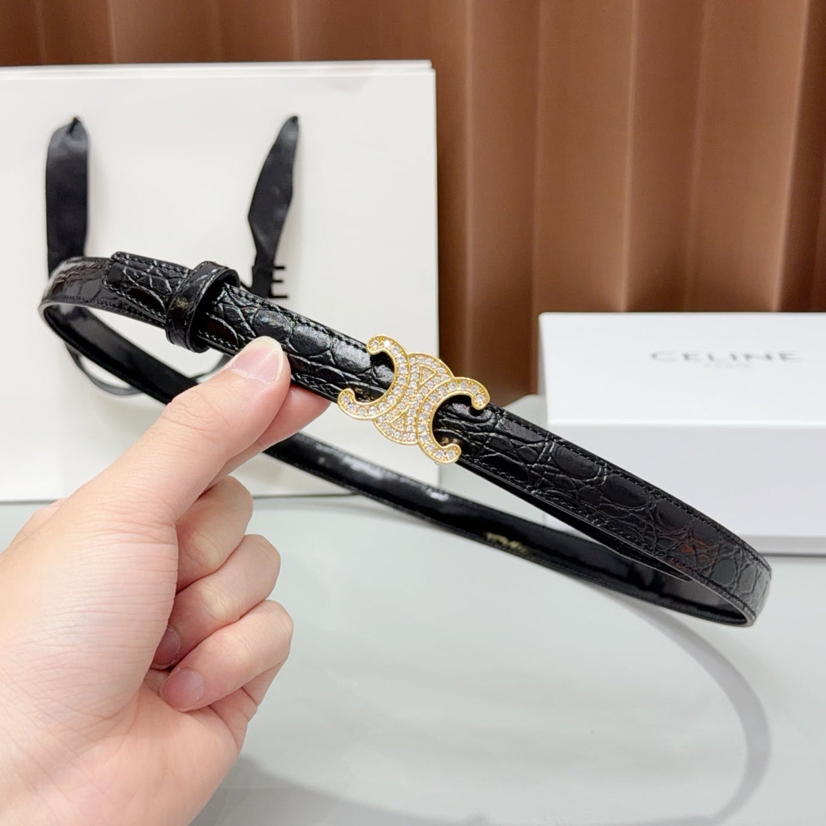 CE 26FW 1.8cm Belt Calfskin Leather 219151
