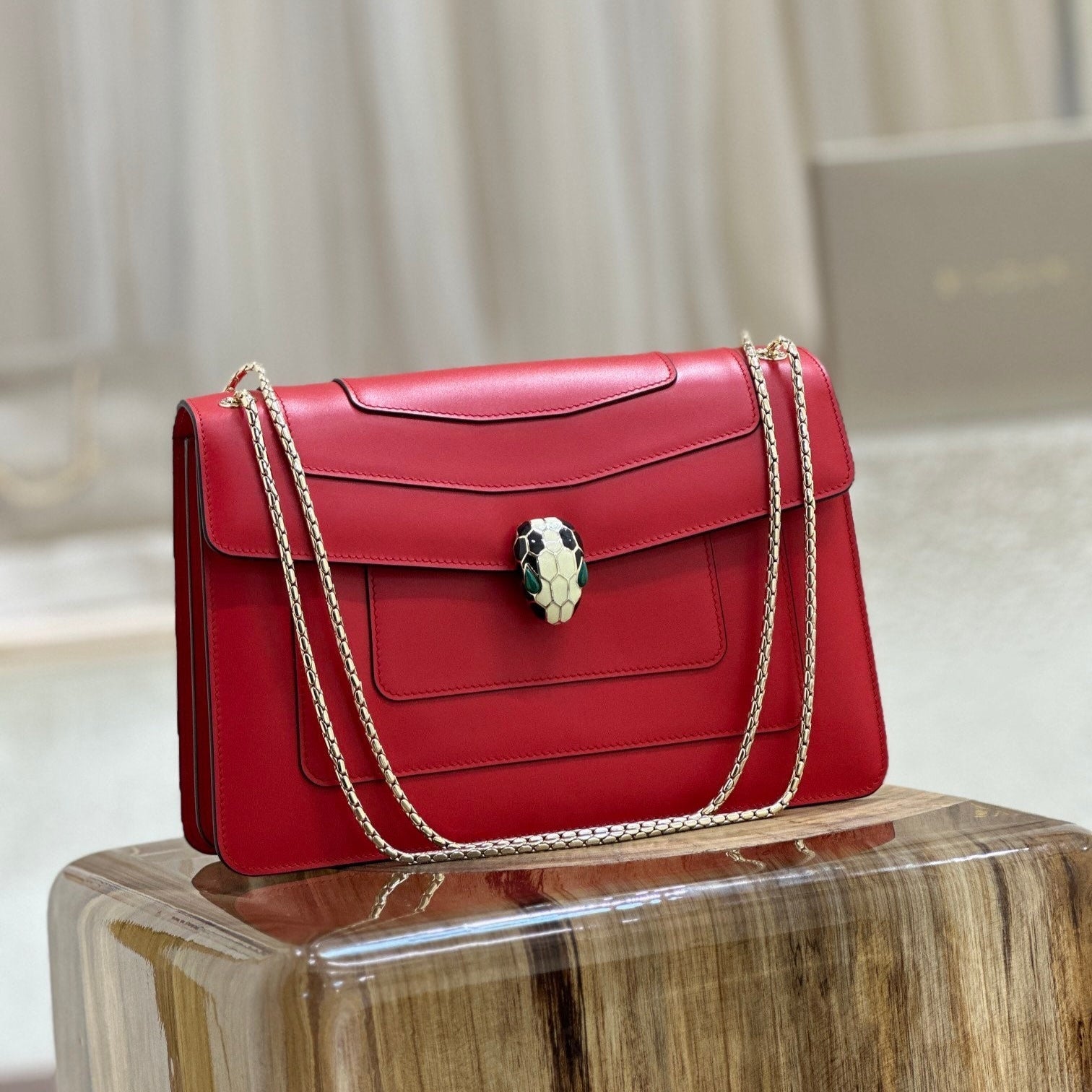 BVL Serpenti Forever Shoulder Bag 28cm Red Cowhide GHW 188667