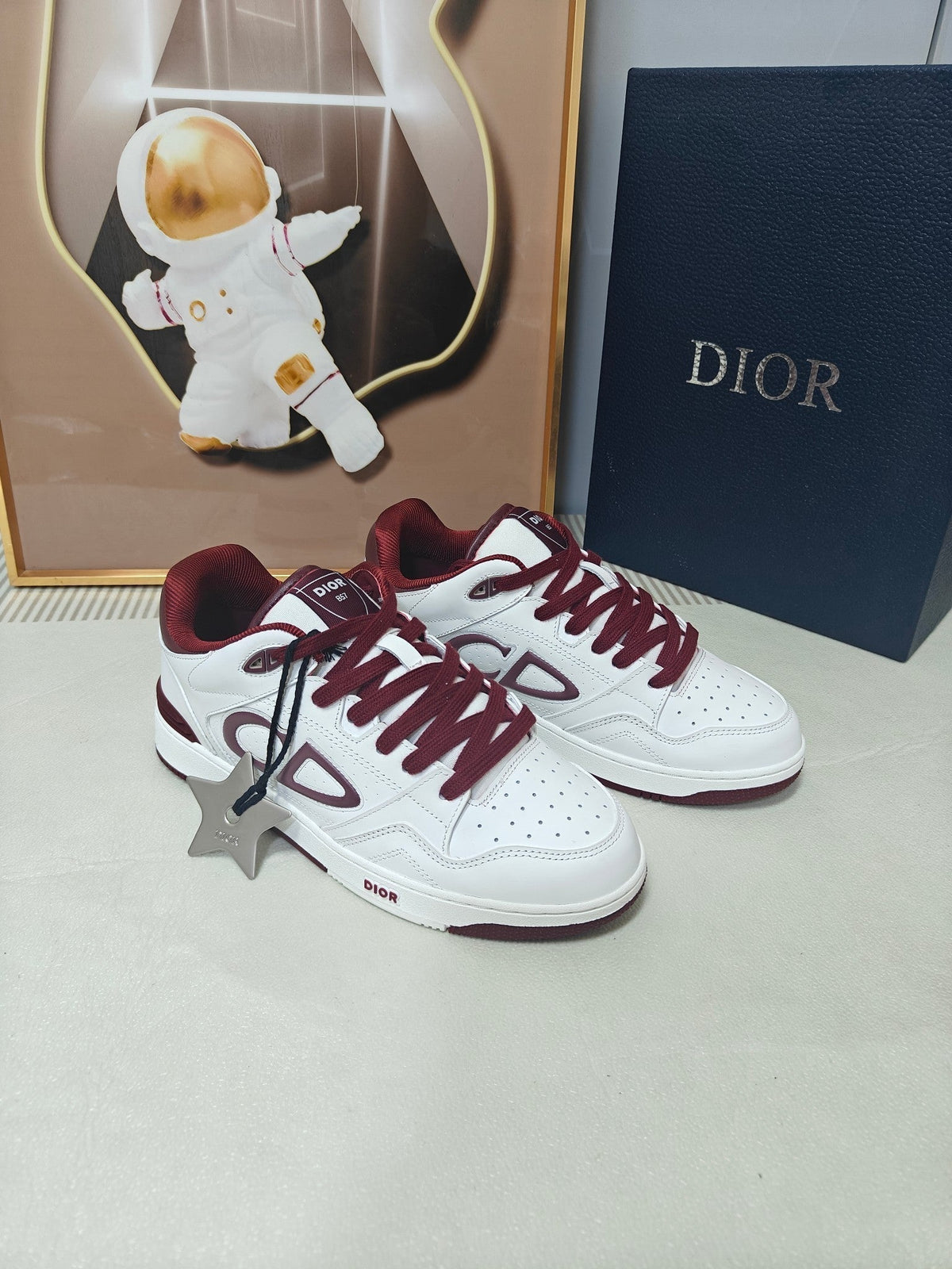 CD 26s Low Top Sneaker White Dark Red Calfskin 491852