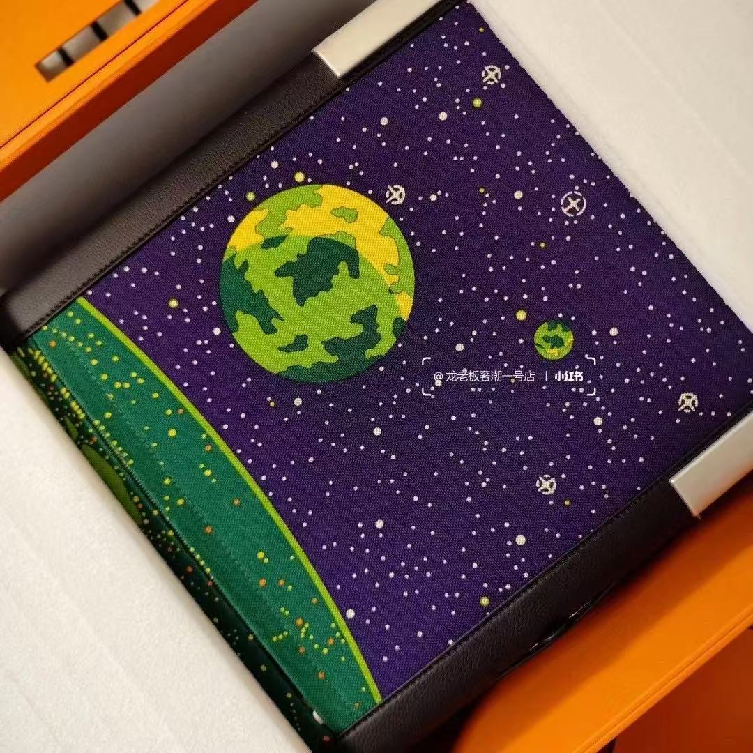 HM R.M.S Cabin Suitcase Printed Odyssey Black Canvas & Taurillon Regate Leather