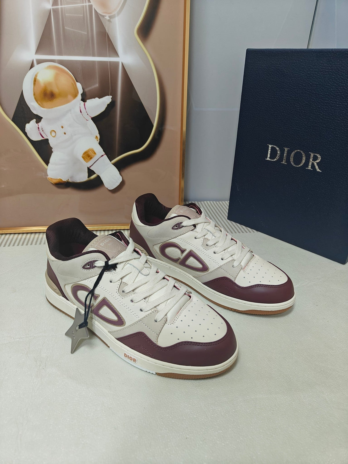 CD 26s Low Top Sneaker White Burgundy Red Calfskin 472915