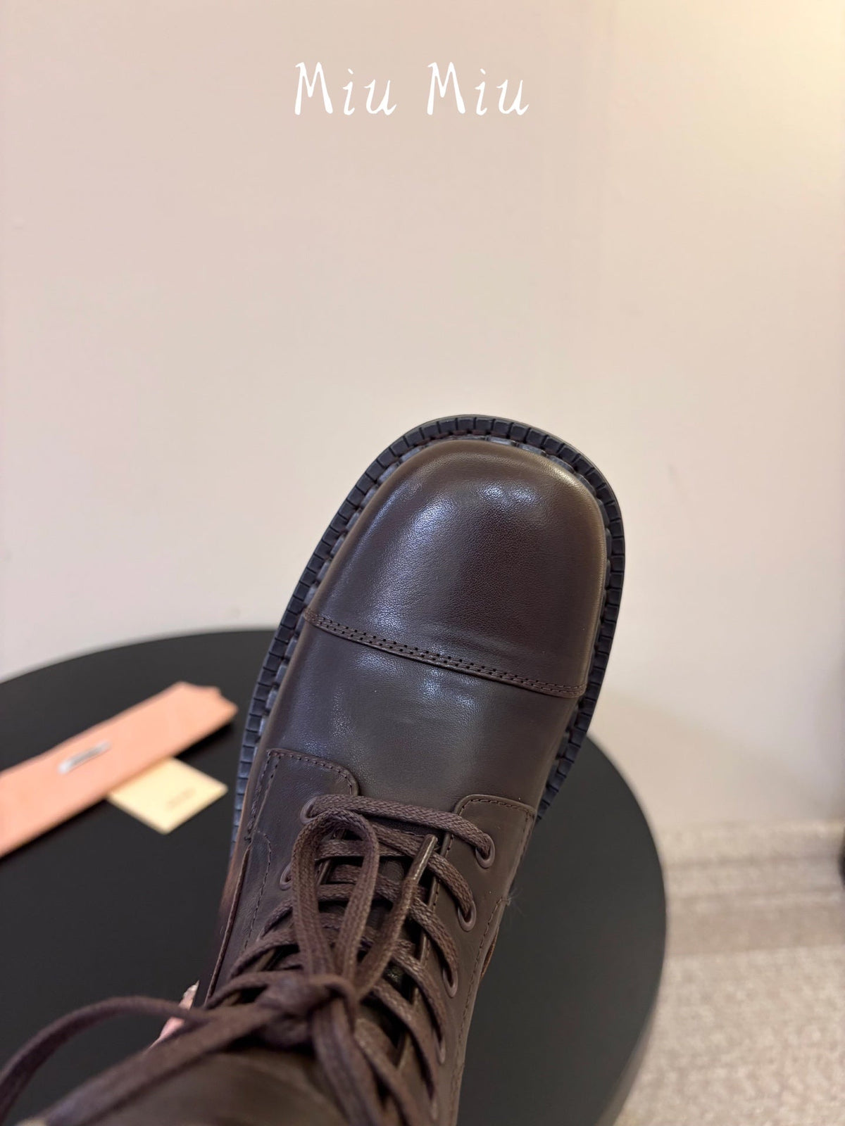 Miumiu 26s Lace-up Ankle Boots Brown Calfskin