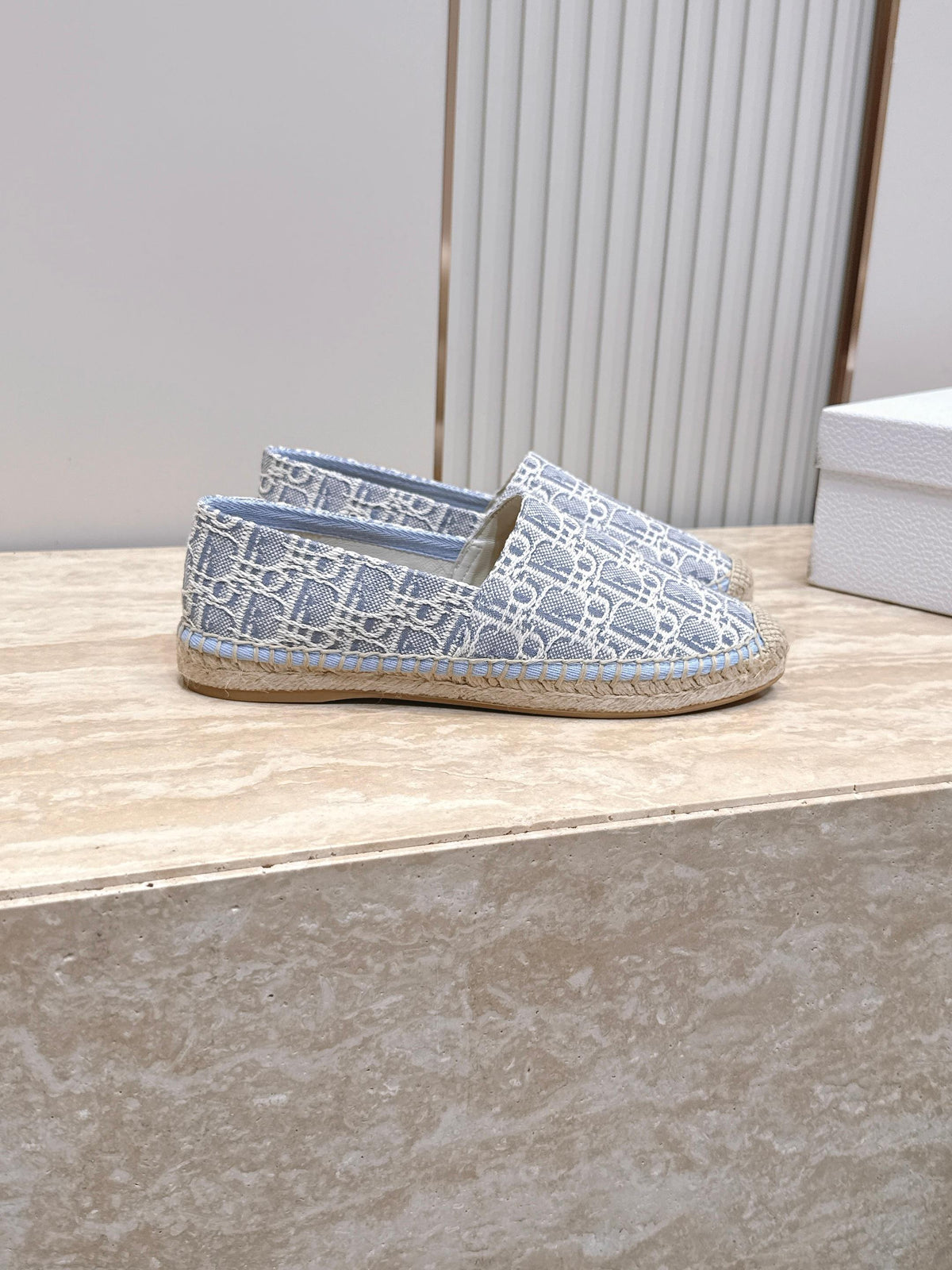 Dior 26s Siroco Espadrille Blue White Dior Oblique Canvas