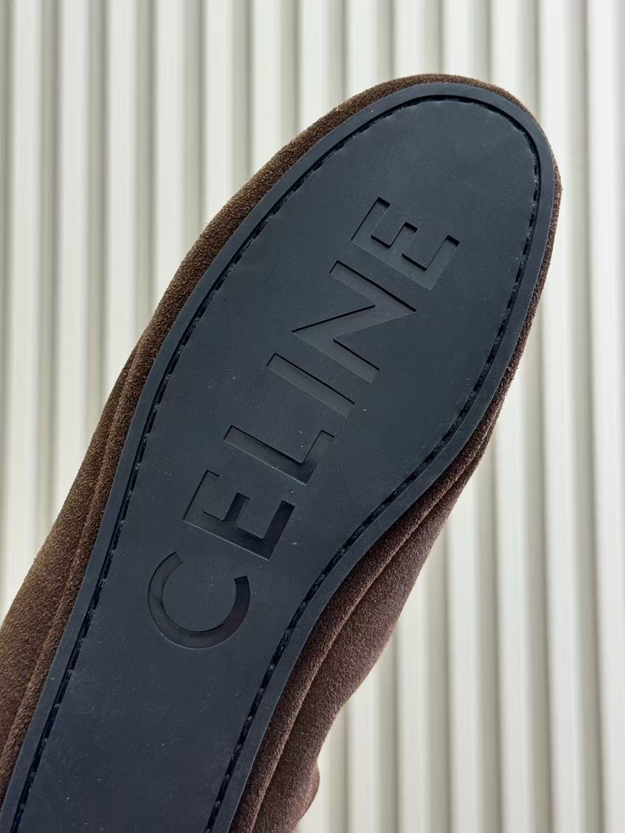 Celine Adam Loafers Dark Brown Suede