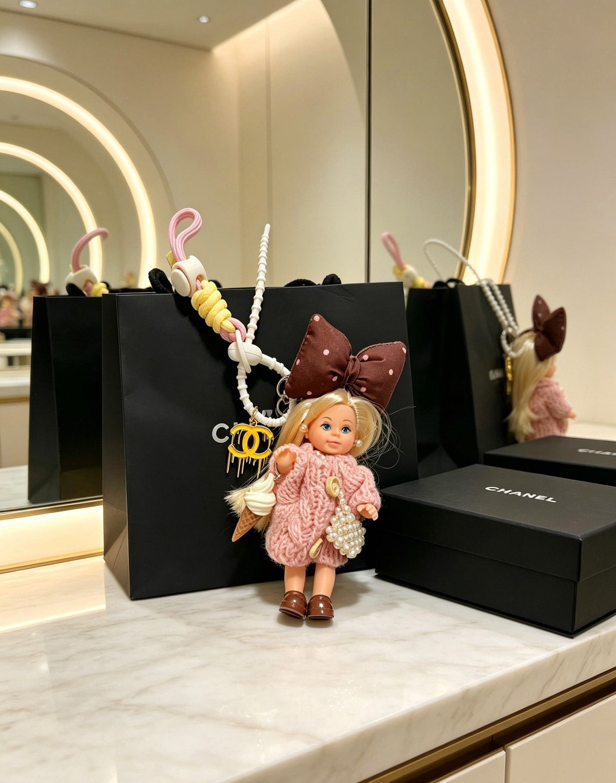 Chanel Pink Sweater Doll Charm