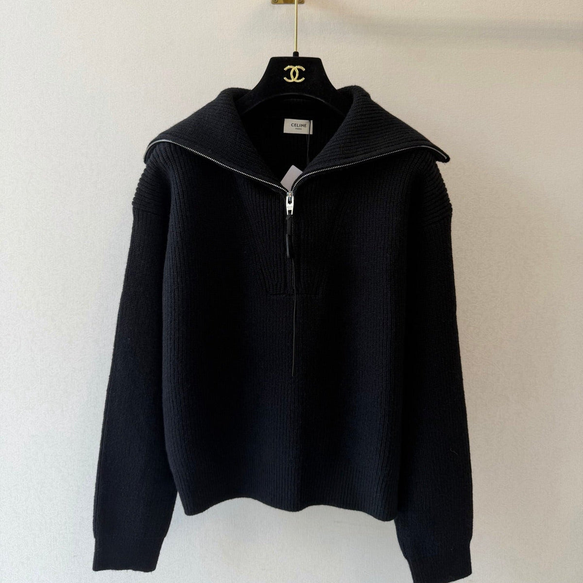 CE Trucker Ribbed Half-Zip Sweater Knit Wool