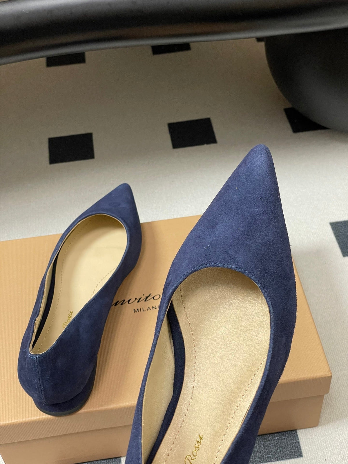 GR 26s Flats Navy Blue Suede 164788