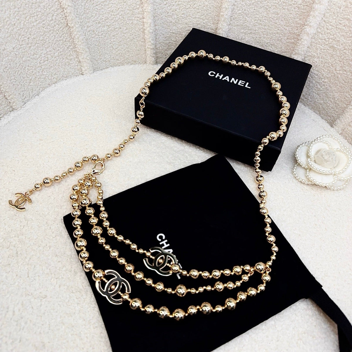 Chanel 2026 CC Logo Beaded Waist Chain Belt 217367