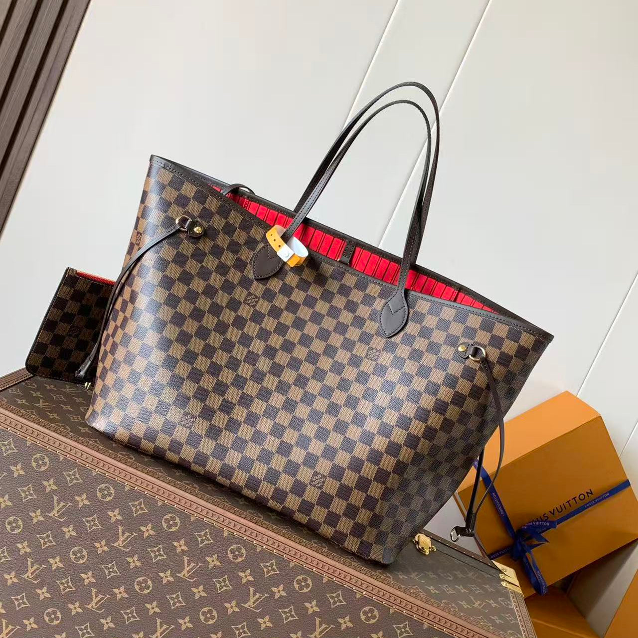 NEVERFULL GM 39 BROWN RED DAMIER AZUR