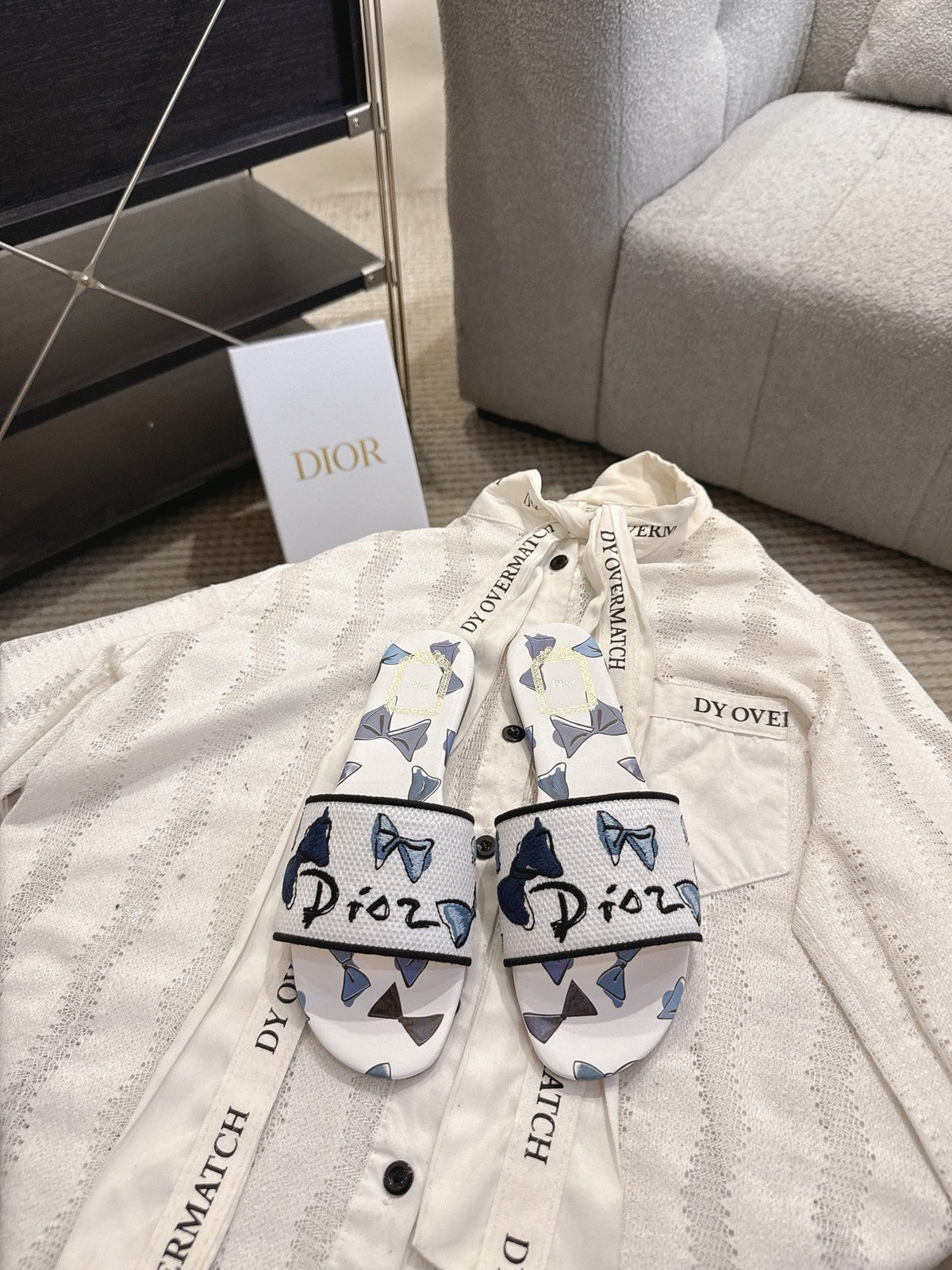 CD 26s D Way Slide Multicolor Dior Jardin D'Hiver Embroidered Cotton 529148