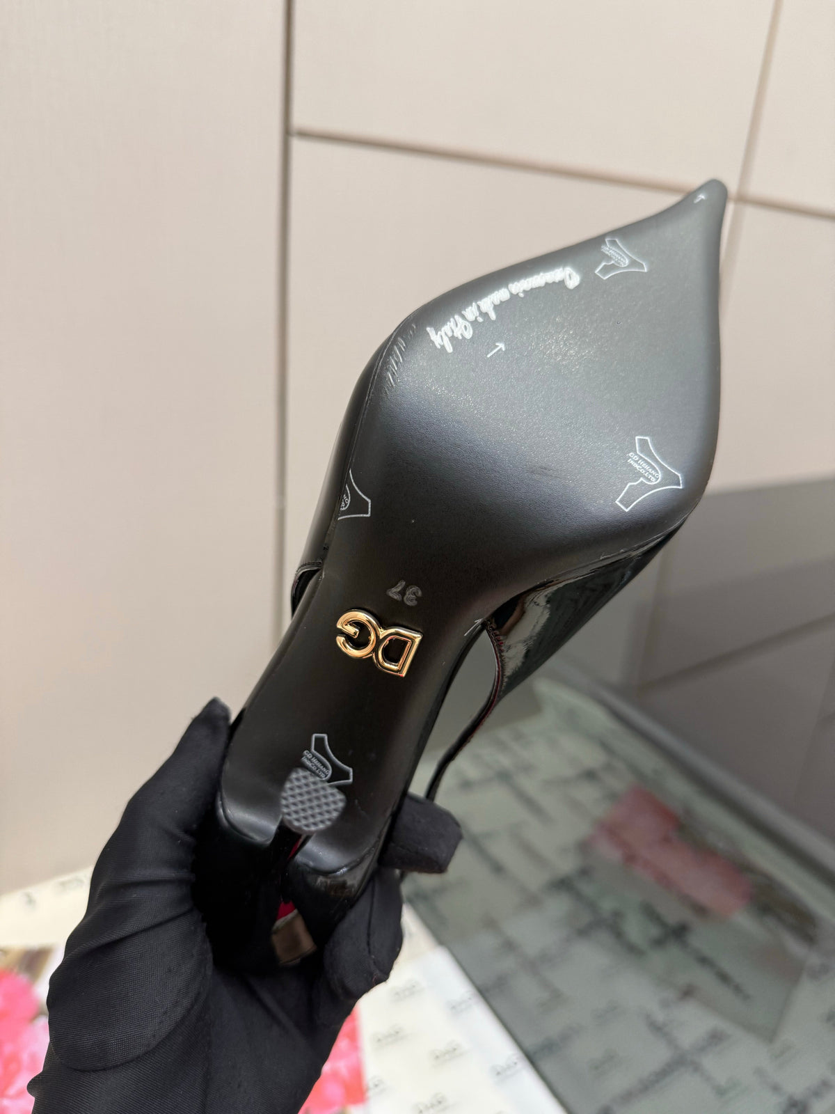 DG 26FW Logo Slingback Pumps 10cm Patent Leather 179861