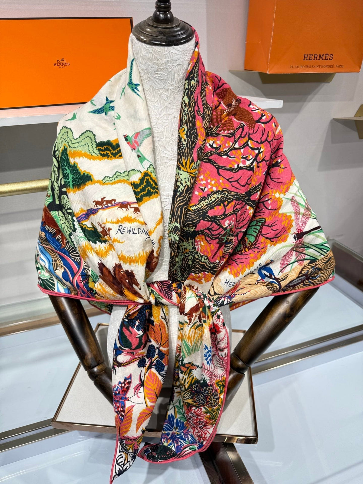 Hermes 2026 Rewilding Nature Scarf 140cm Cashmere Silk 217528
