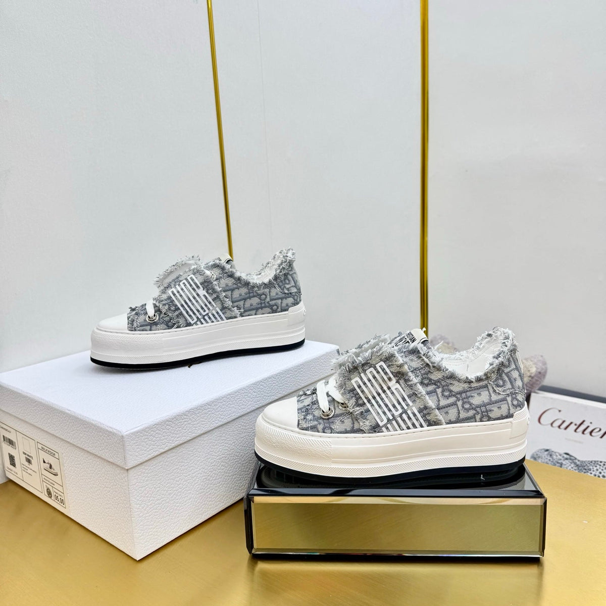 CD 26s Platform Sneaker 50mm Grey White Oblique Canvas 294185