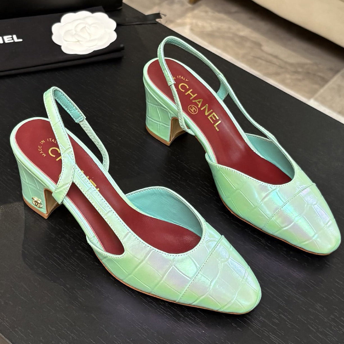 Chanel 2026 Two-Tone Slingback 5.0cm Cowhide 168115
