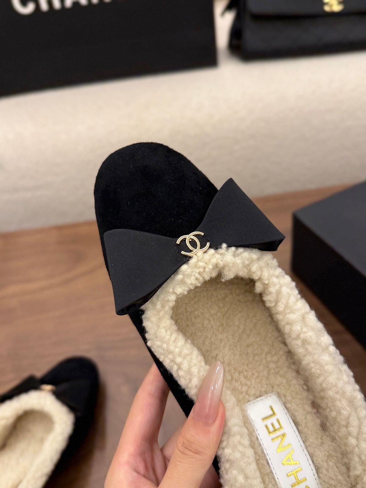 Chanel 2026 Bow Mule 65mm Suede Leather Wool 173180