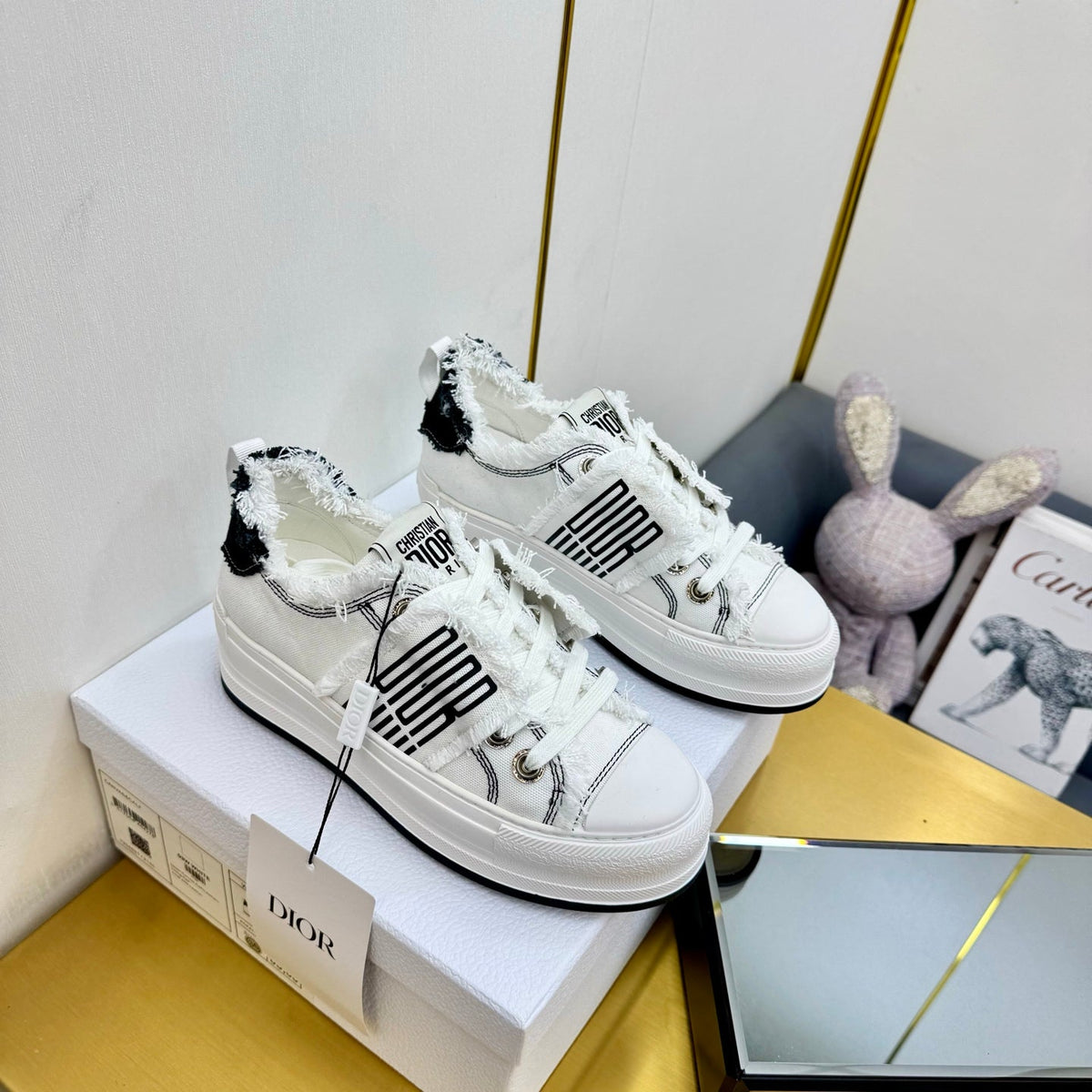 CD 26s Platform Sneaker 50mm White Canvas 618394