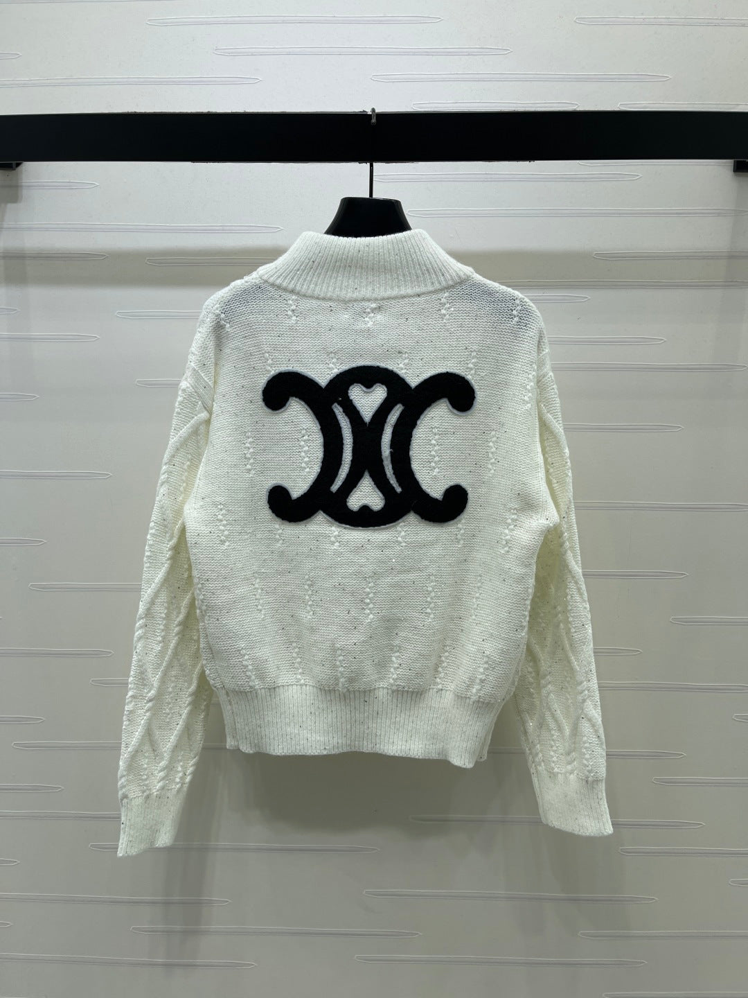 CE 26S Zip-Up Knit Cardigan Triomphe Logo Wool 430316