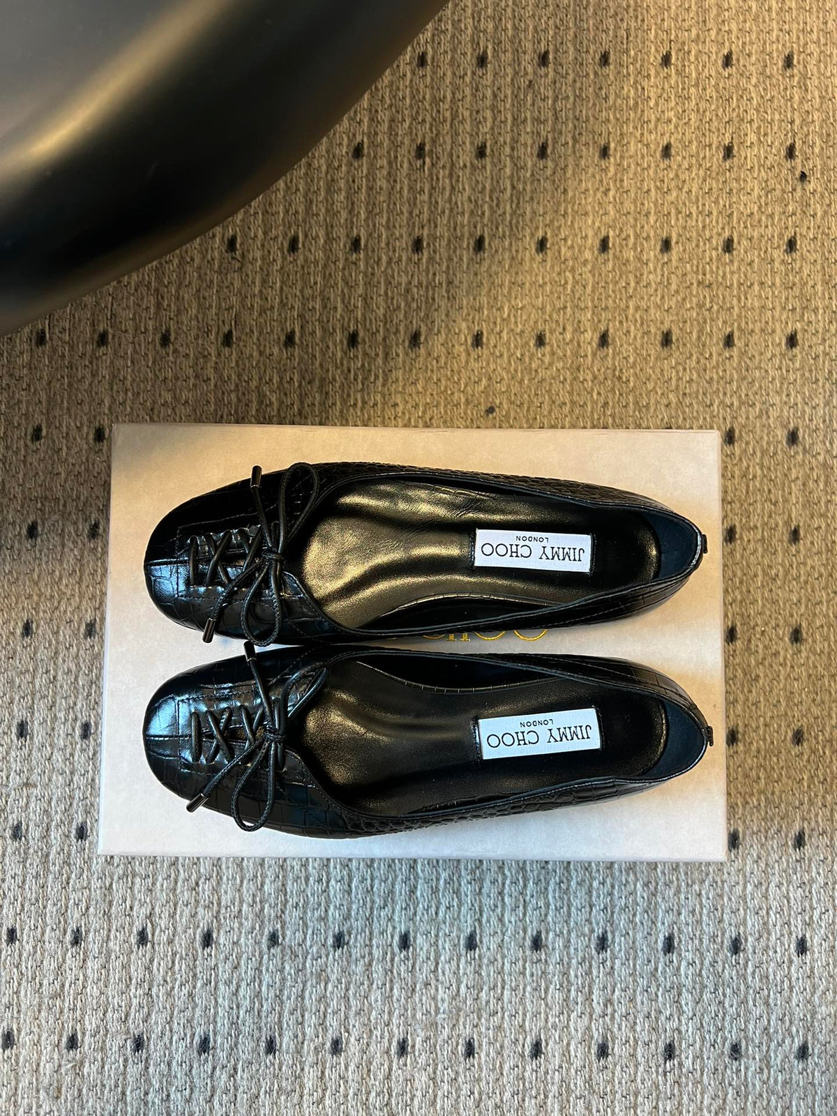 Jimmy Choo 26S Classic Ballet Flats Black Calfskin 742139