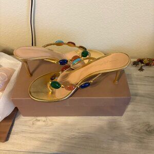 Gianvito Rossi Shanti Thong Sandal Gold Leather