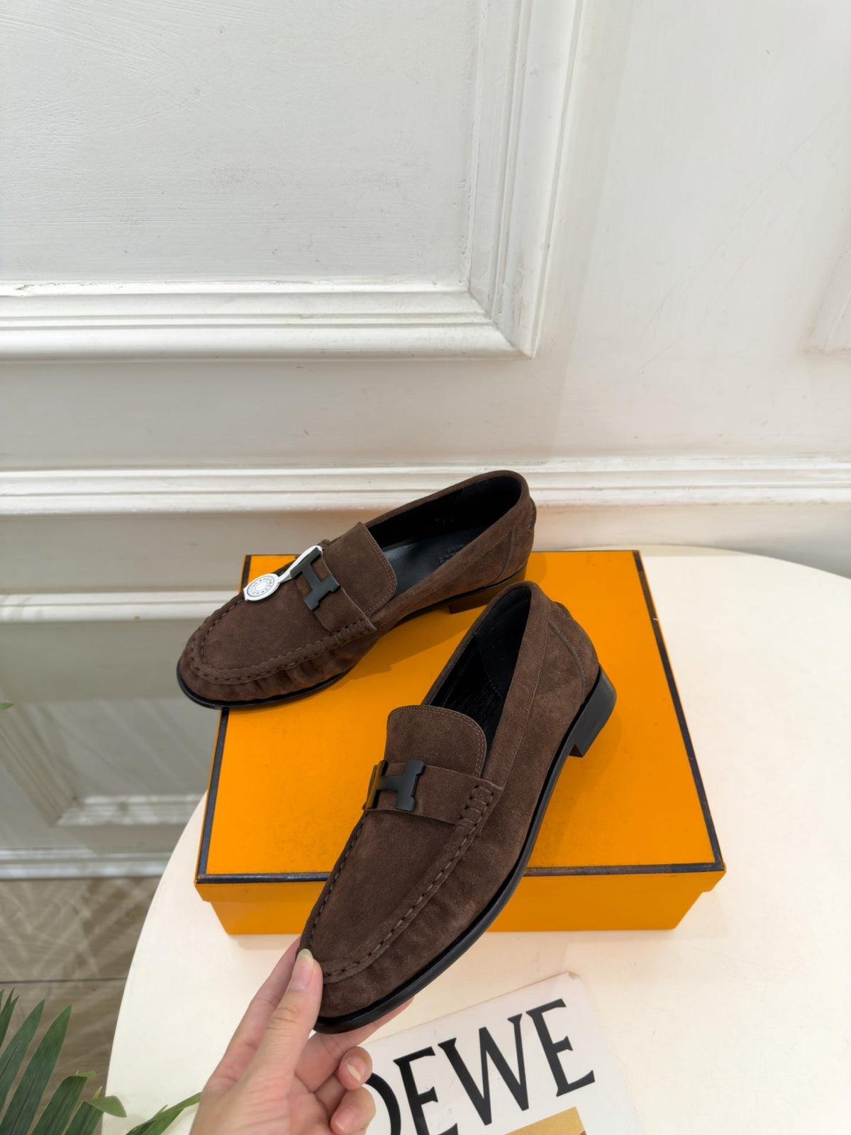 HM 26ss Nova Loafers Paris Buckle Suede Goatskin 165020