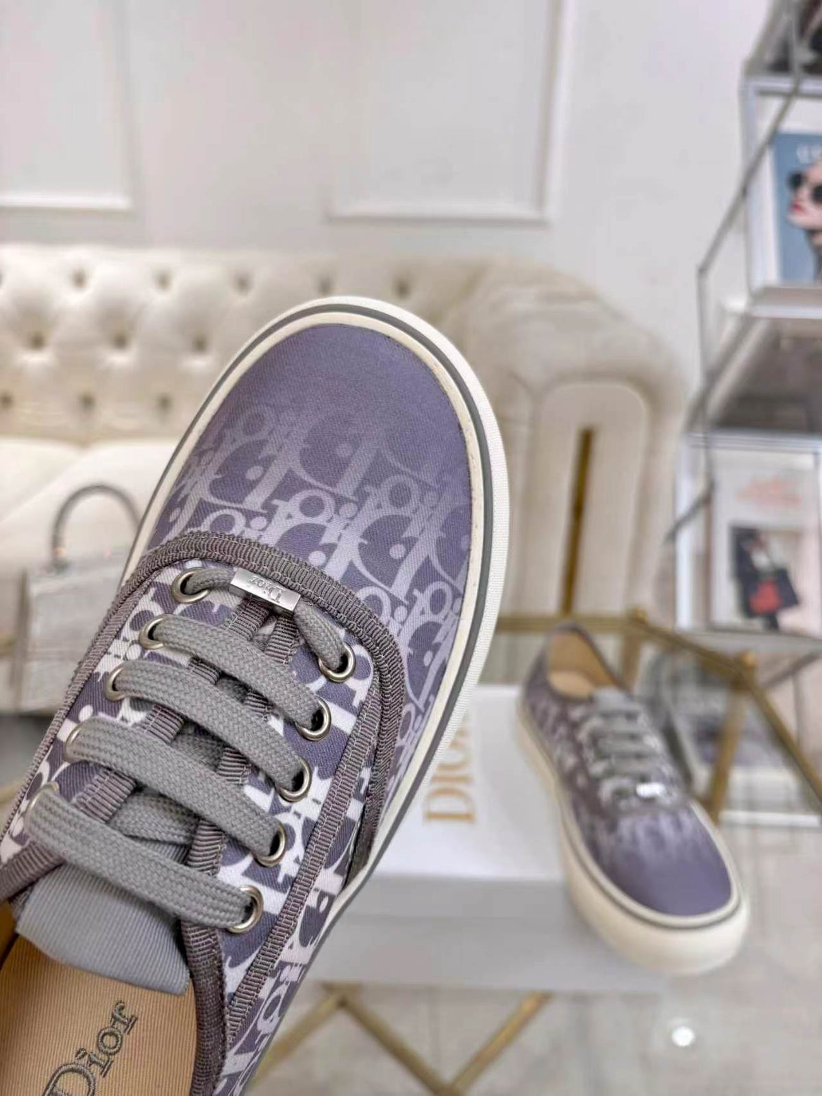 CD 26s Low Top Sneakers Light Purple Dior Oblique Canvas 619420