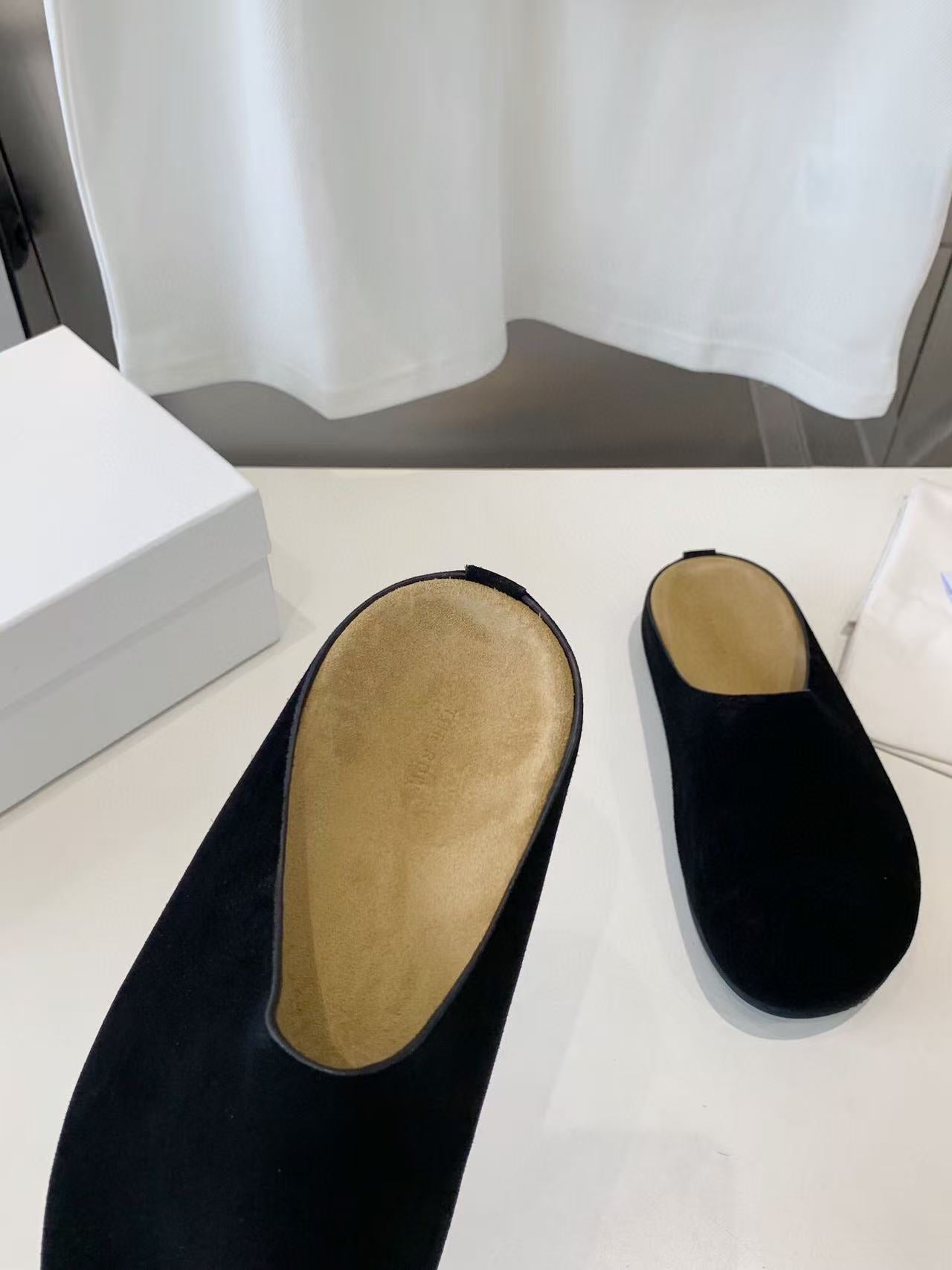 The Row Hugo Mules Black Suede