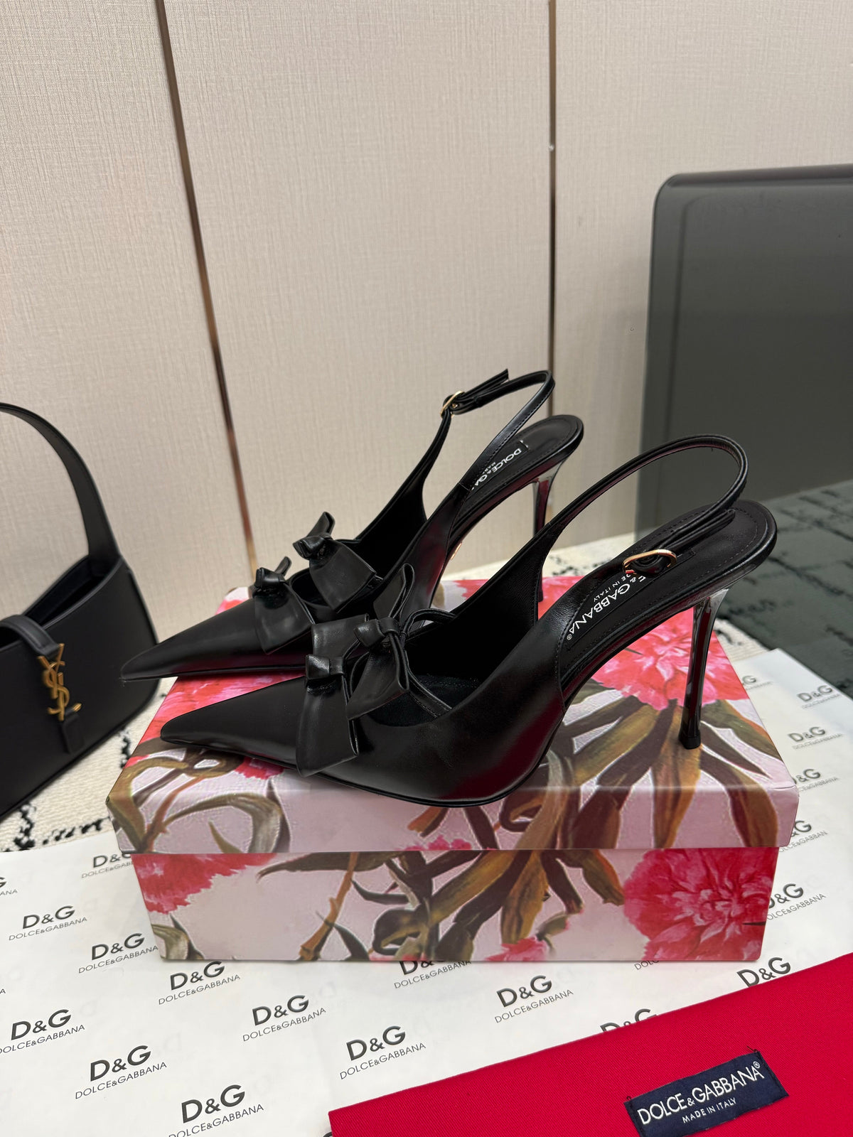 DG Double-Bow Slingback Pumps 10cm Leather 179863