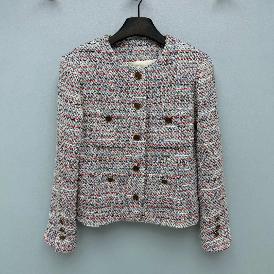 CC 26FW Tweed Jacket White Blue Red Cotton 274314
